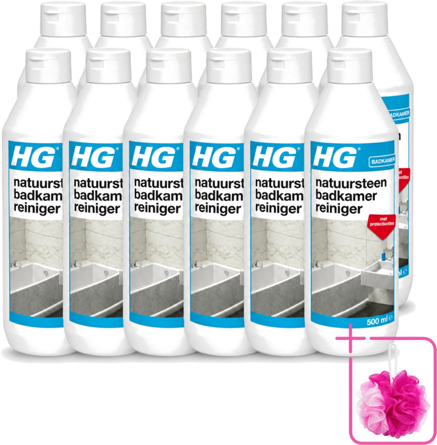12 x HG - Natuursteen Badkamerreiniger - Beschermt & Reinigt - 500 ml - Bulkverpakking - Badkamerreiniger - Douchemop - Natuursteen reinigen