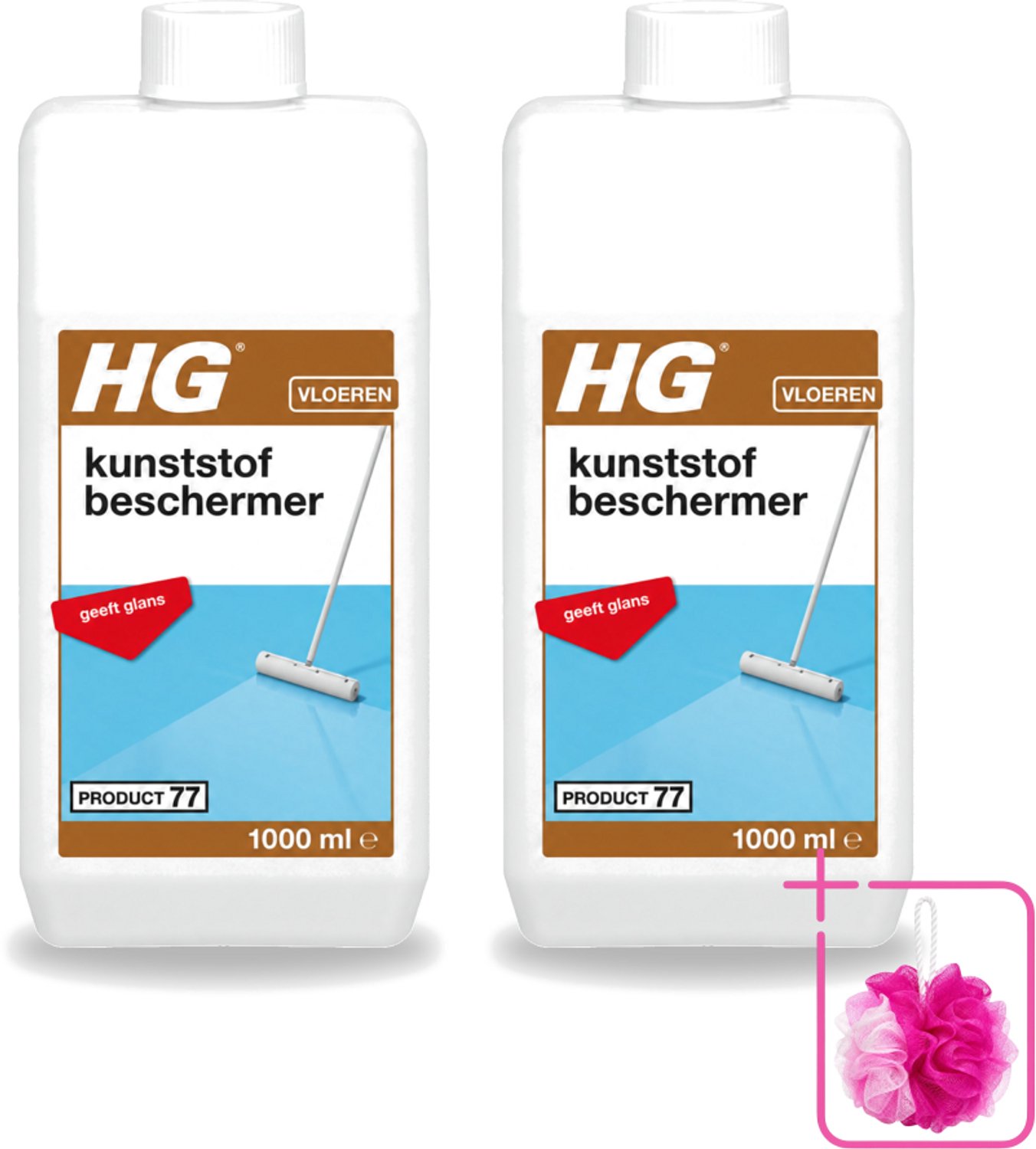 2 x HG - Kunststofbeschermer - Polymeer Emulsie - Geeft Glans - Maskeert Slijtageplekken - 1L - Bulkverpakking - Kunststofbeschermer - Douchemop - Glans