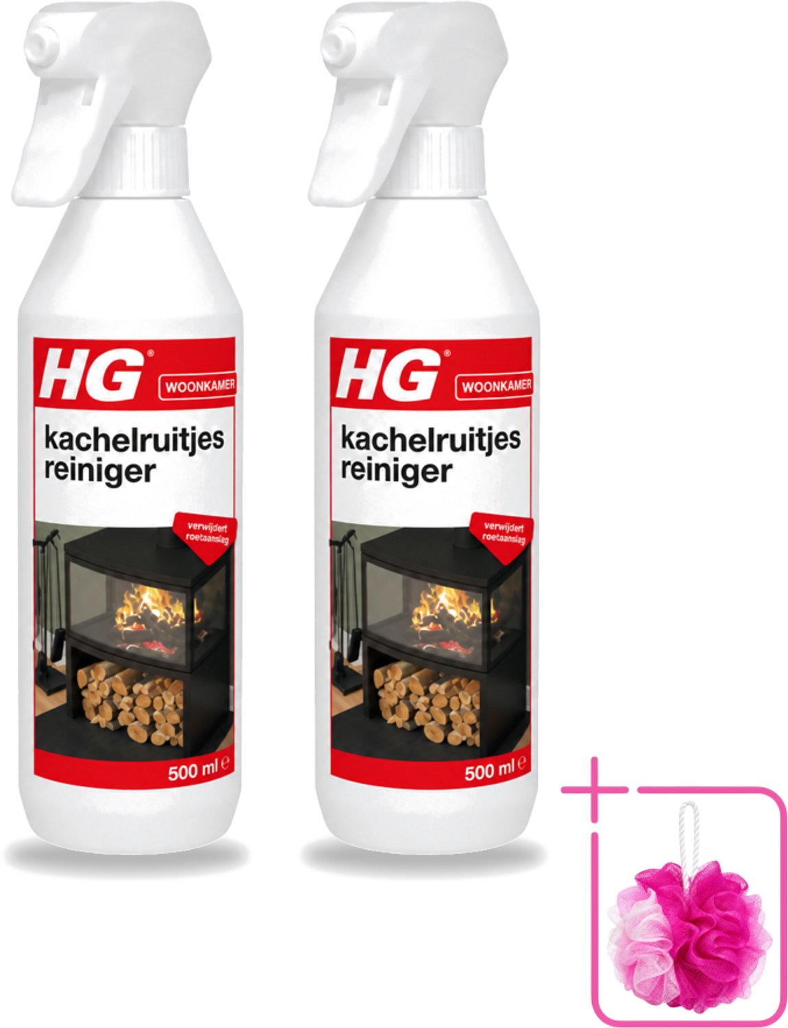 2 x HG - Kachelruitjesreiniger - Verwijdert Roetaanslag - 500 ml - Bulkverpakking - Kachelruiten reinigen - Roet verwijderen
