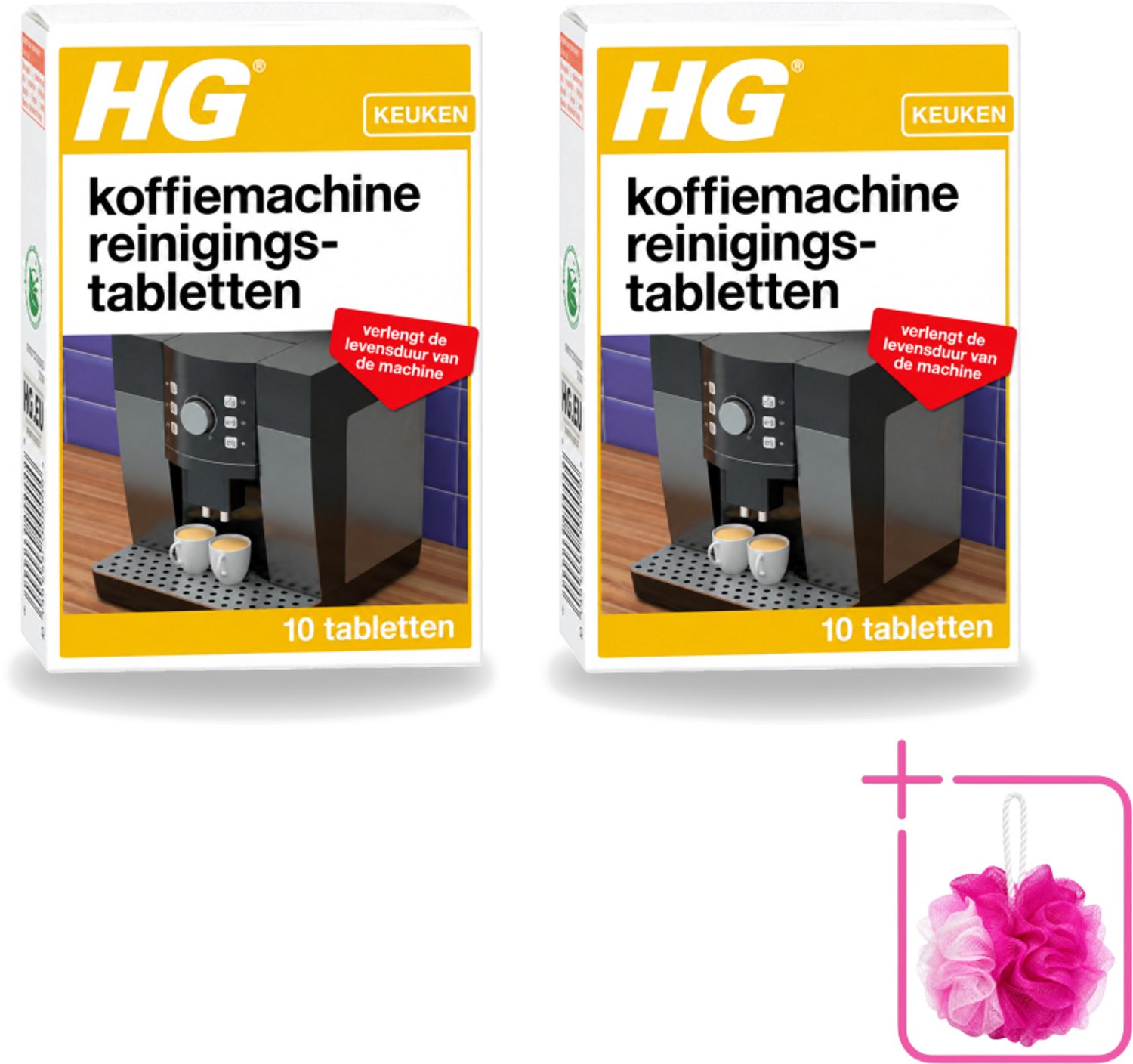 2 x HG - Koffiemachine Reinigingstabletten - Verlengt Levensduur Machine - 10 Tabletten - Bulkverpakking - Koffiemachine reinigen - Douchemop - Koffiemachine ontkalken