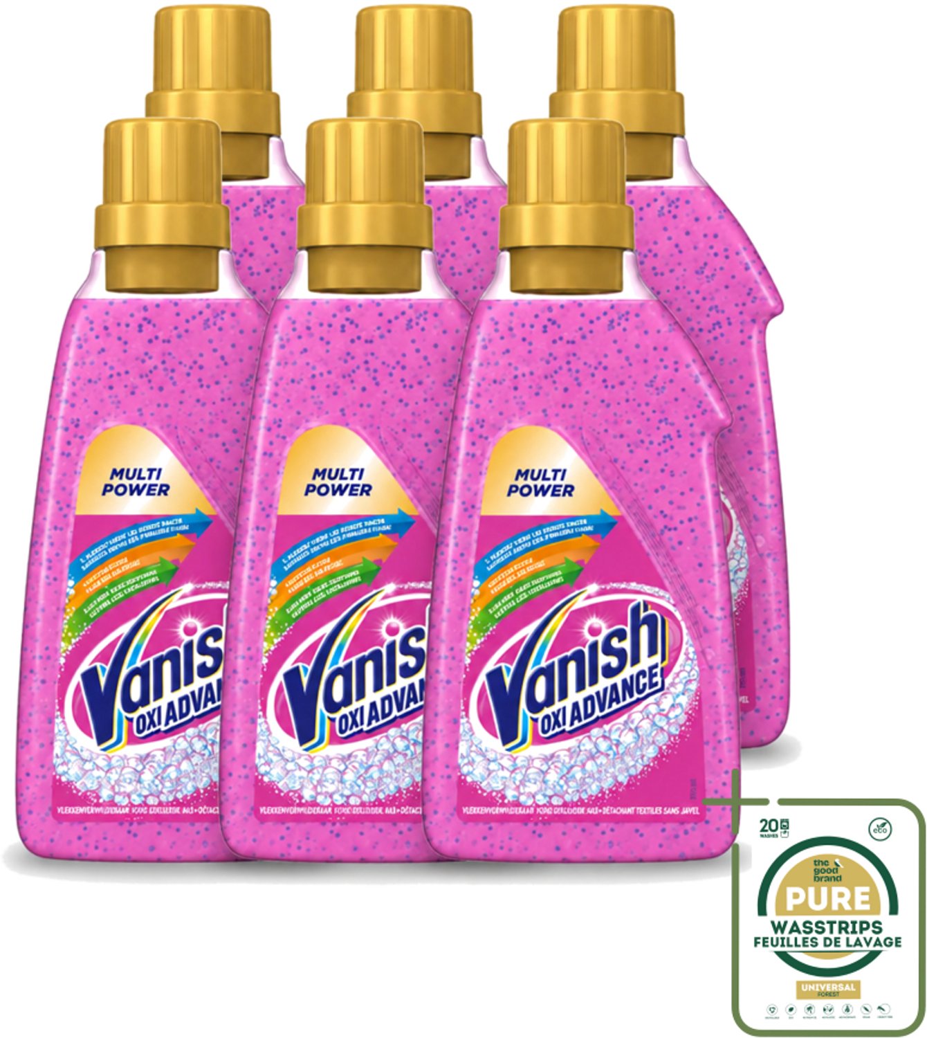 6 x Vanish Oxi Advance - Vlekkenverwijderaar Gel - Zonder Bleek - Gekleurde Was - 750 ml - Wasstrips - Vlekverwijderaar - Wasmiddel - Vlekken - Rode Vruchtensap - Koffie