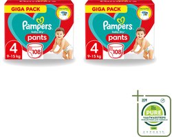 2 x Pampers - Baby-Dry Pants - Luierbroekjes - Maat 4 (9-15 kg) - Comfort Fit - 108 Luiers - Grootverpakking - Vaatwasstrips - Baby Luier - Baby Droge Huid - Snel Verschonen - Luier Voor Baby - Luier Maat 4