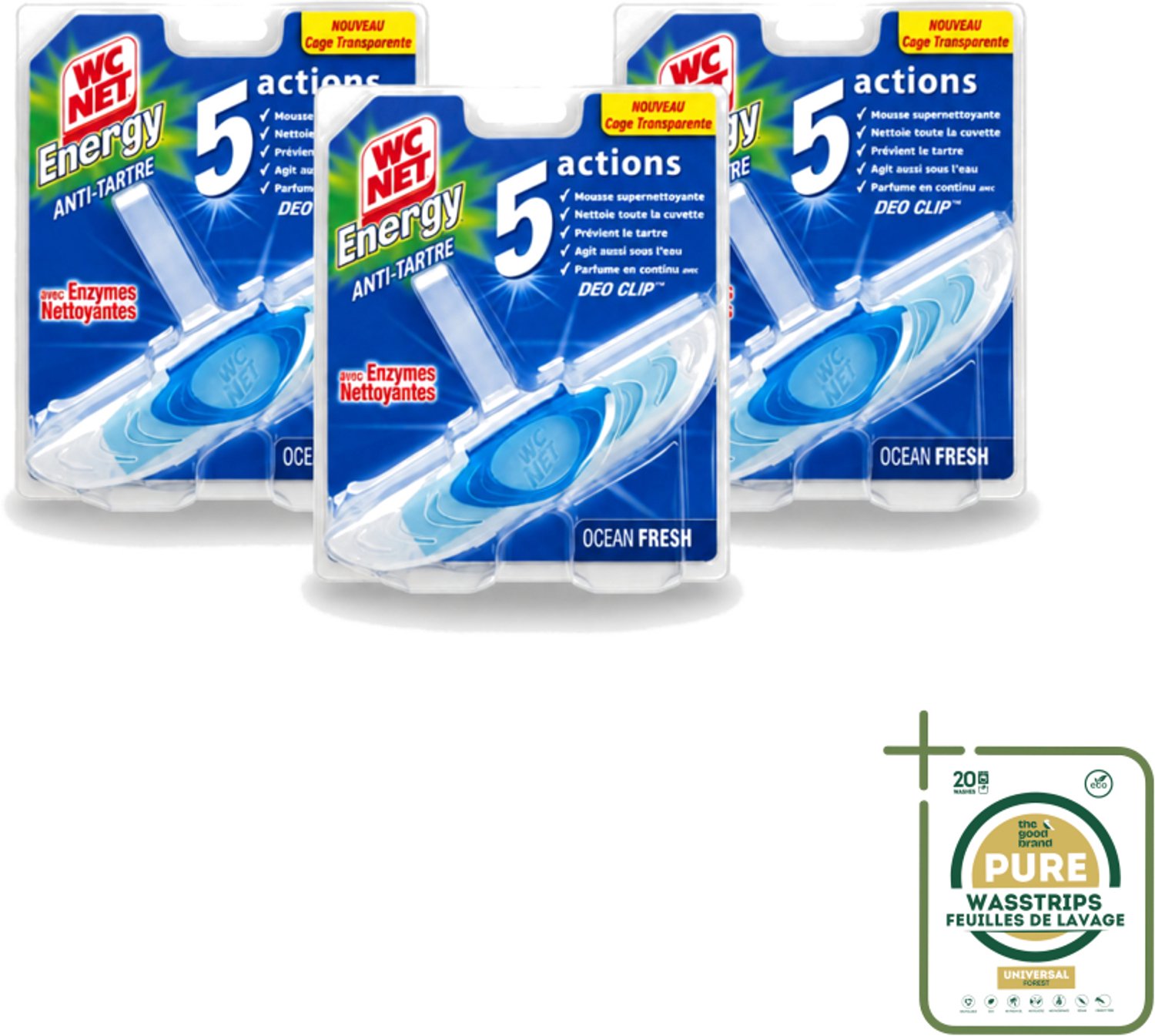 3 x WC Net - Toiletblok - Ocean Fresh - 1 Blokje - Wasstrips - WC Net - Toilet Net - Toilet Blok - Reinigingsnet - Kalkaanslag Voorkomen