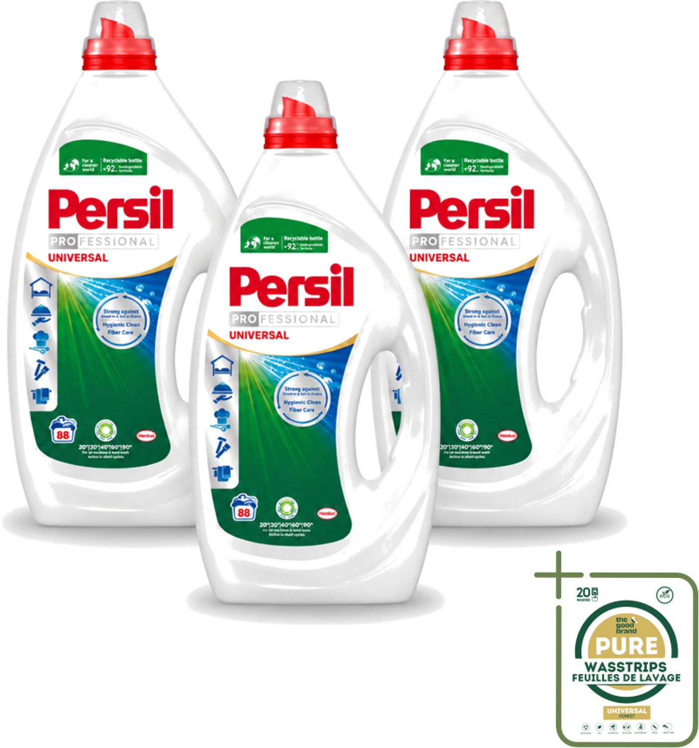 3 x Persil Professional - Universal - Vloeibaar Wasmiddel - Witte en Gekleurde Was - 88 Wasbeurten - Wasstrips - Wasmiddel - Wasmachine - Vlekverwijdering - Frisheid - Wasgoed