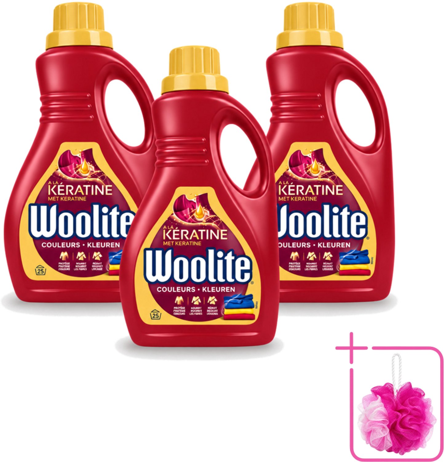 3 x Woolite Color - Vloeibaar Wasmiddel - Met Keratine - Gekleurde Was - 25 Wasbeurten - 1,5L - Bulkverpakking - Gekleurde was - Douchemop - Keratine wasmiddel