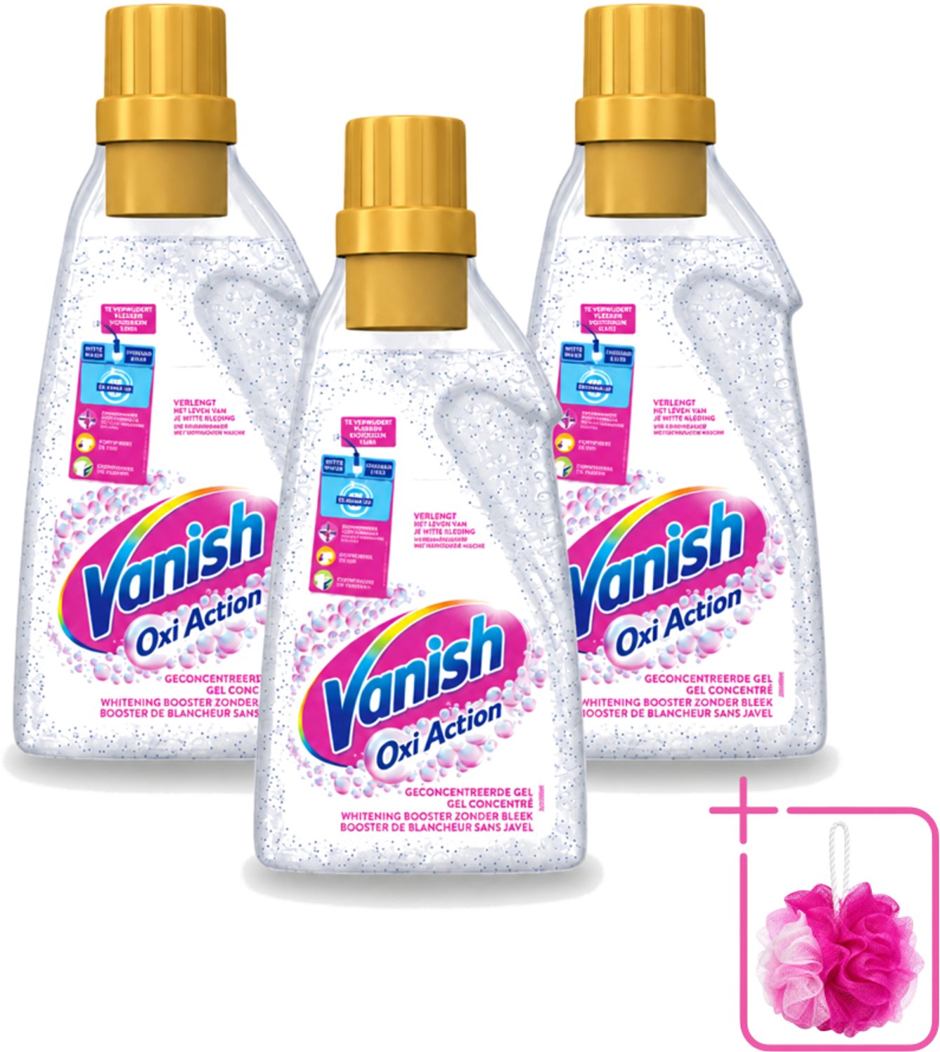 3 x Vanish Oxi Action - Vlekkenverwijderaar Gel - Witte Was - 1.5 L - Bulkverpakking - Wit was - Douchemop - Vlekverwijderaar