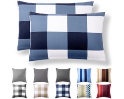 Alreya set van 2 100% katoen renforcé kussenslopen - 40 x 60 cm - met YKK-ritssluiting - ShopVlot