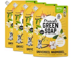 Marcel's Green Soap Universeel Wasmiddel Navulling - Vanille & Katoen - 4 x 1L - 92 wasbeurten