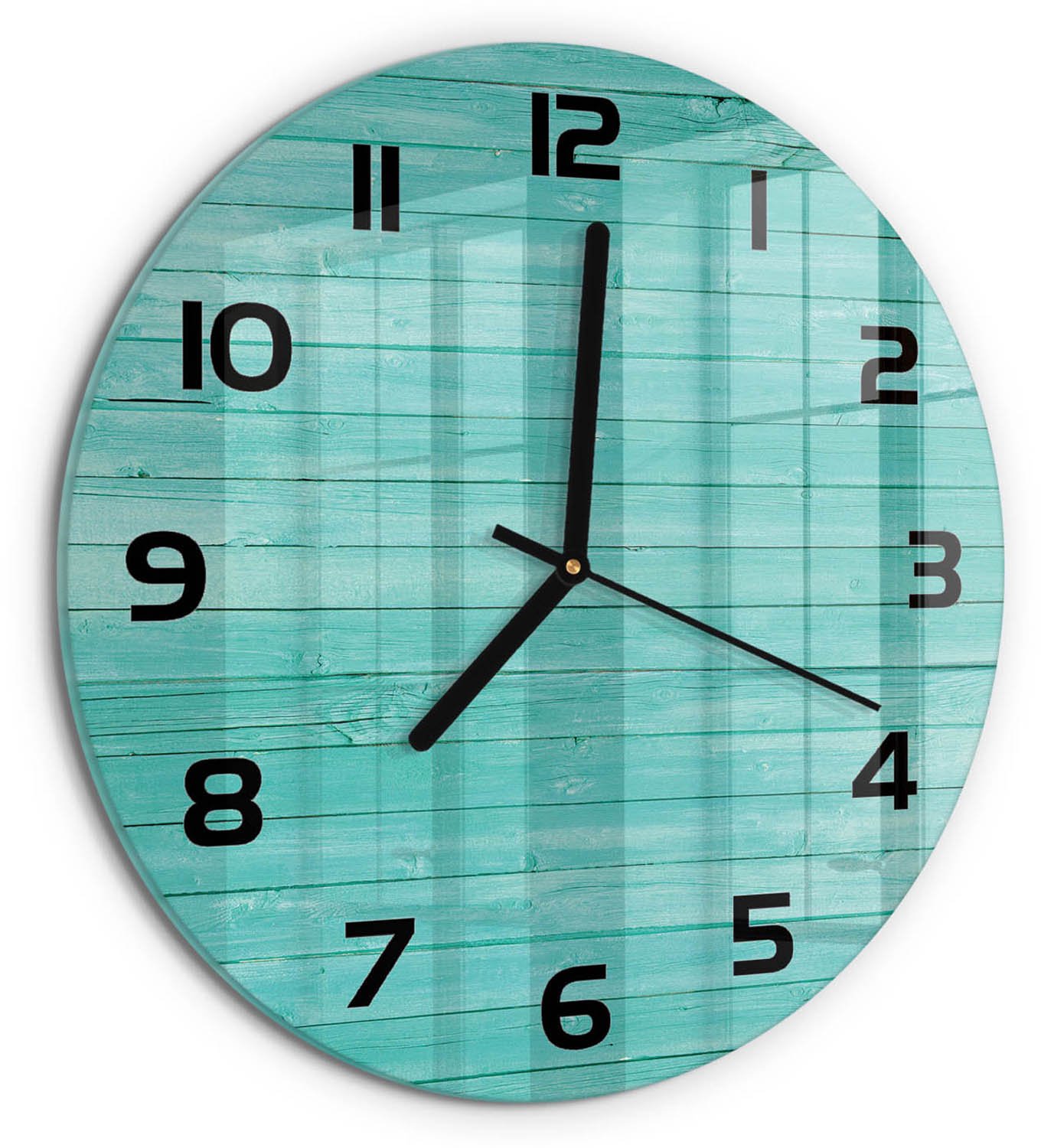 TULUP Wandklok - Groene borden Decoratieve Glazen Klok - fi30 cm - Groente Glazen Wandklok Design - Zwarte handen - Ronde Klok - Glazen Klok Met Print - Wandklok Glas Met Motief