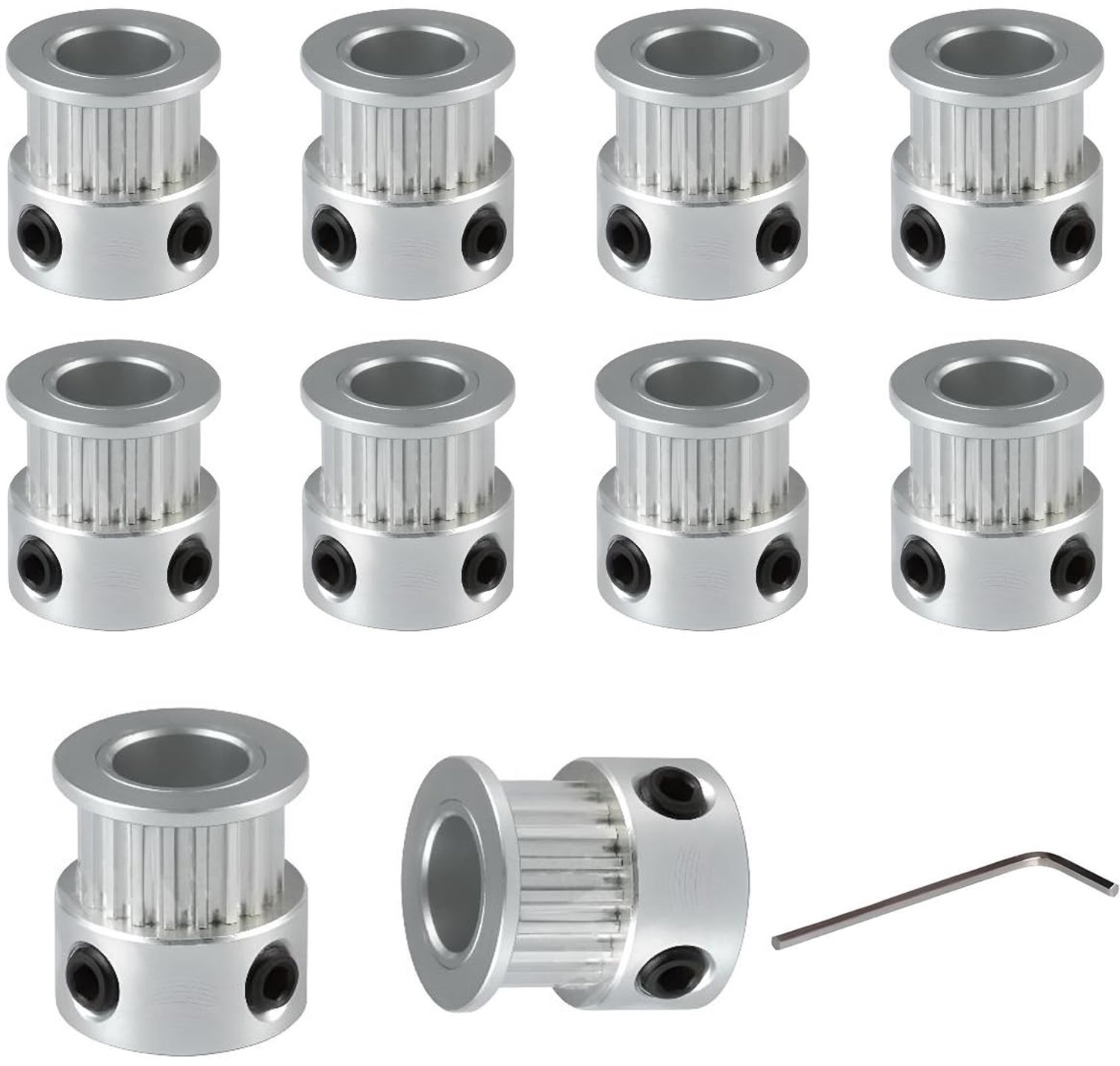 BZ 3D GT2 Pulley Wheel Timing Belt Pulley 20 Teeth Bore 8mm For 3D Printer 6mm Width Timing Belt (10pcs) (20 Teeth 8mm - ShopVlot