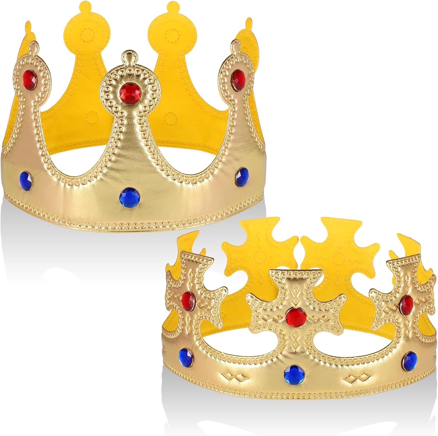 2 Stuks Gouden Koningskronen Hoed voor Volwassenen, Koninklijke Kroon voor Verjaardag en Prinskostuum, Luxe Accessoires voor Feestelijke Gelegenheden