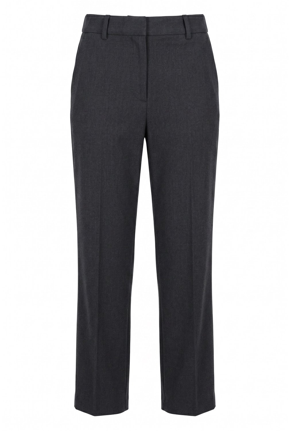 Ulla Popken - Dames - Broek Rose biezen wijde pijpen stretch - Antraciet melange - Maat 46+