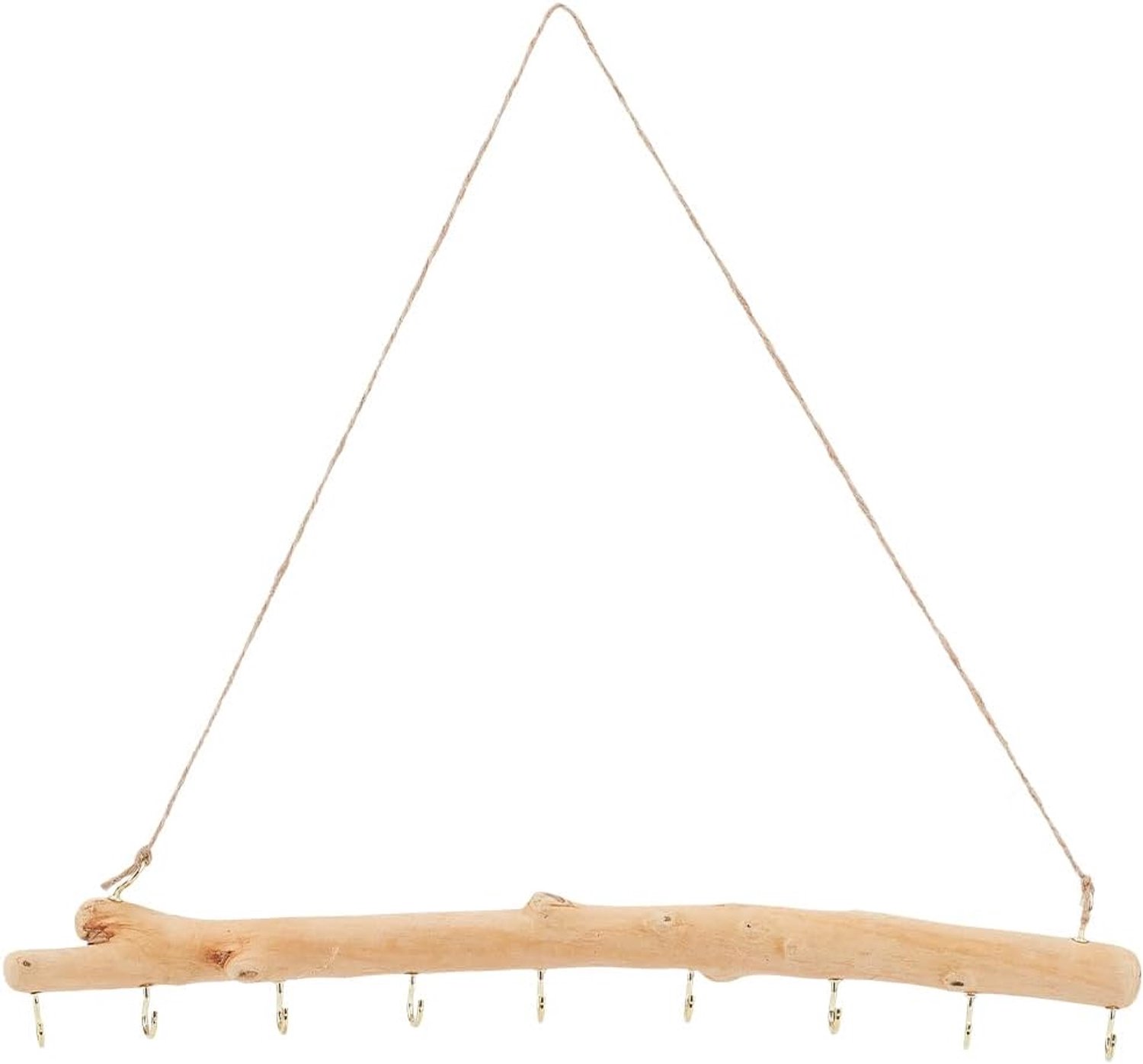 SnelShoppen - 9 Haakjes Wandbeugel Hanger voor Sieraden - Natuurlijke Houten Vintage Driftwood met Touw - Perfect voor Kettingen, Sleutels, Drogen Blo