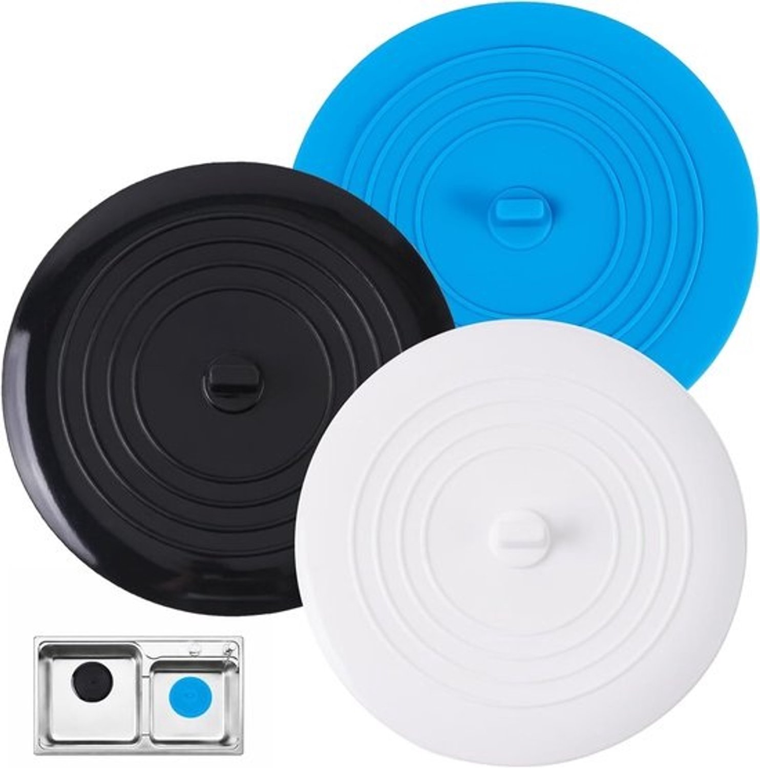 Afvoerzeef Set - Badstop Douche - Water Dicht Maken - Universele Pasvorm - 15cm Diameter - 3 Kleuren