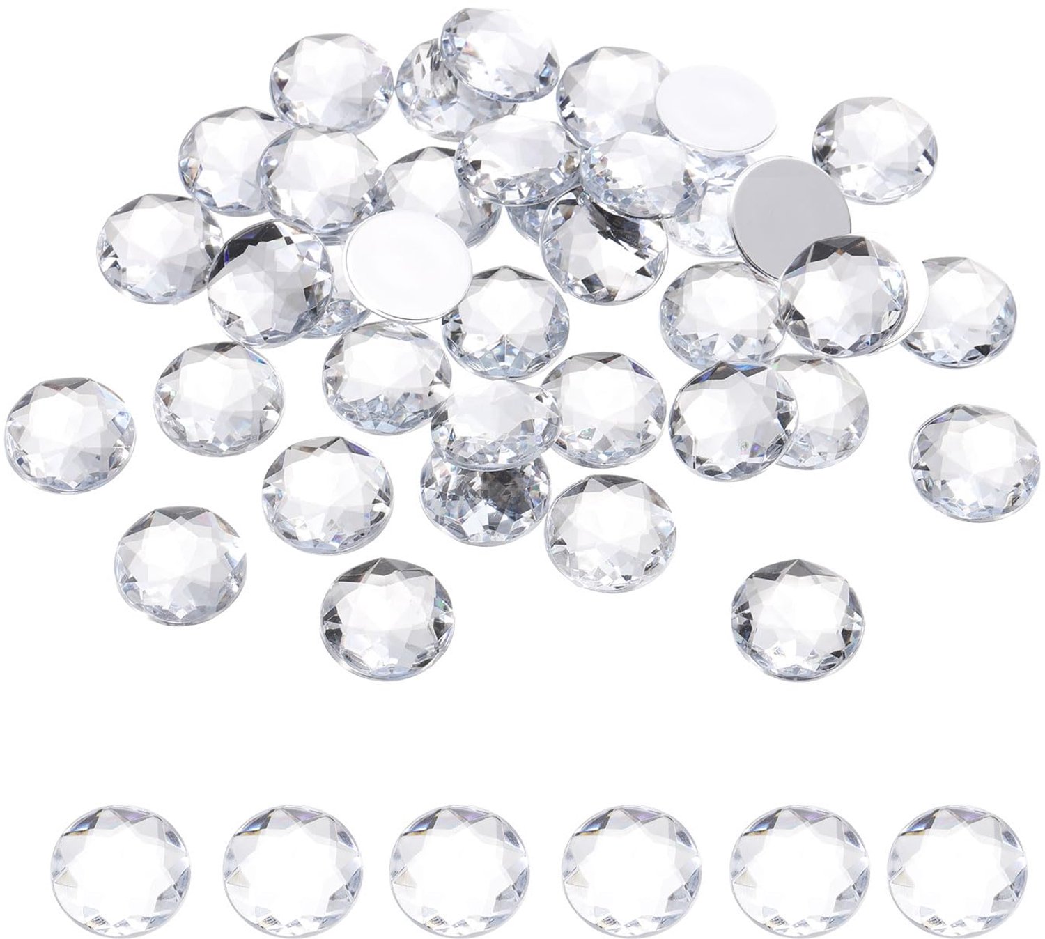 100x Witte Strass Steentjes Plat Origineel Acryl 10mm - Knutselen en Decoratie