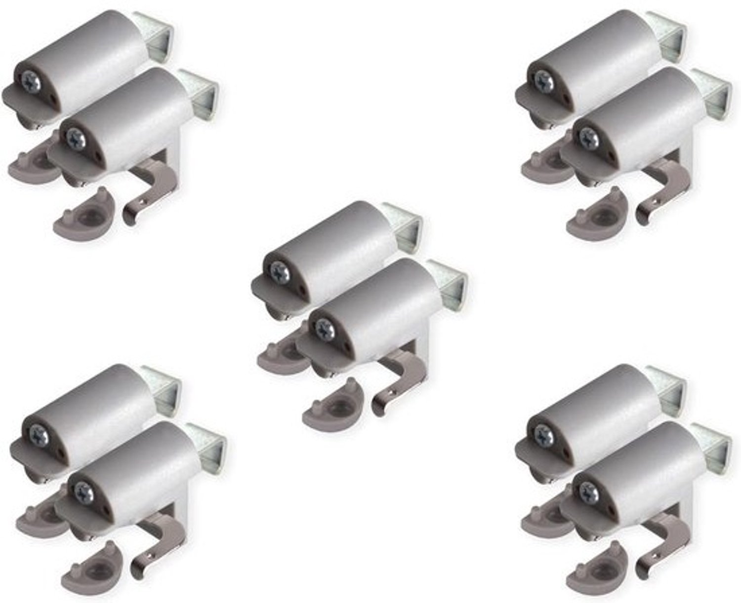 Klemdragers Jaloezieën - Raambekleding Bevestiging - Monteren Zonder Boren - Verstelbaar 4-25mm - 5 Paar 10 Stuks - Grijs