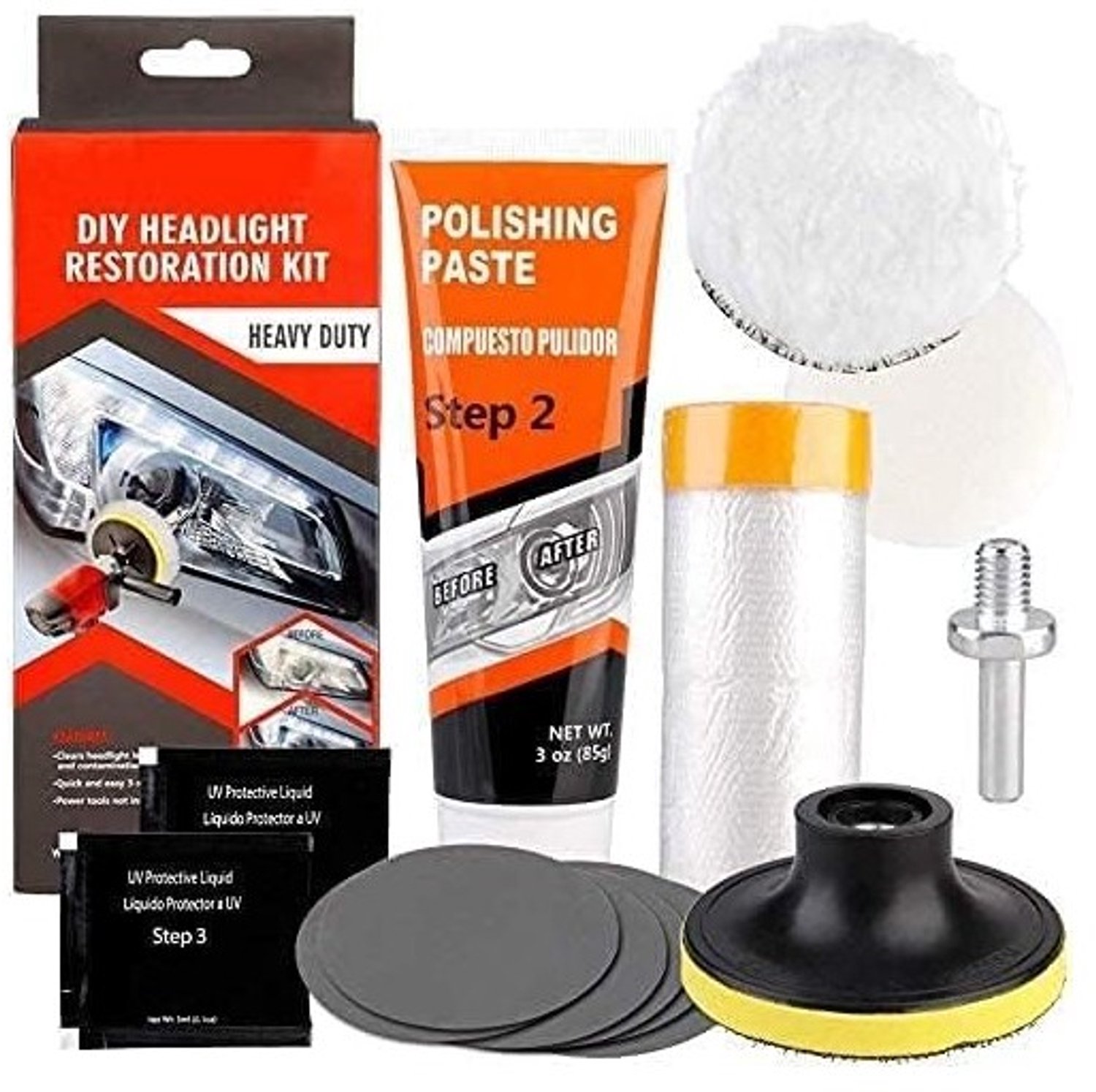 Koplamp Restauratie Kit - Nieuwe stijl - Herstelmiddel voor Auto's, Fietsen en Motoren - Inclusief Polijstpasta en Beschermende Vloeistof
