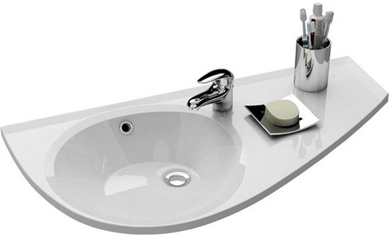 Wastafel Wandmontage - Waskom Badkamer - Ruimte Besparen - Links Gemonteerd - 85 x 45 cm - Wit