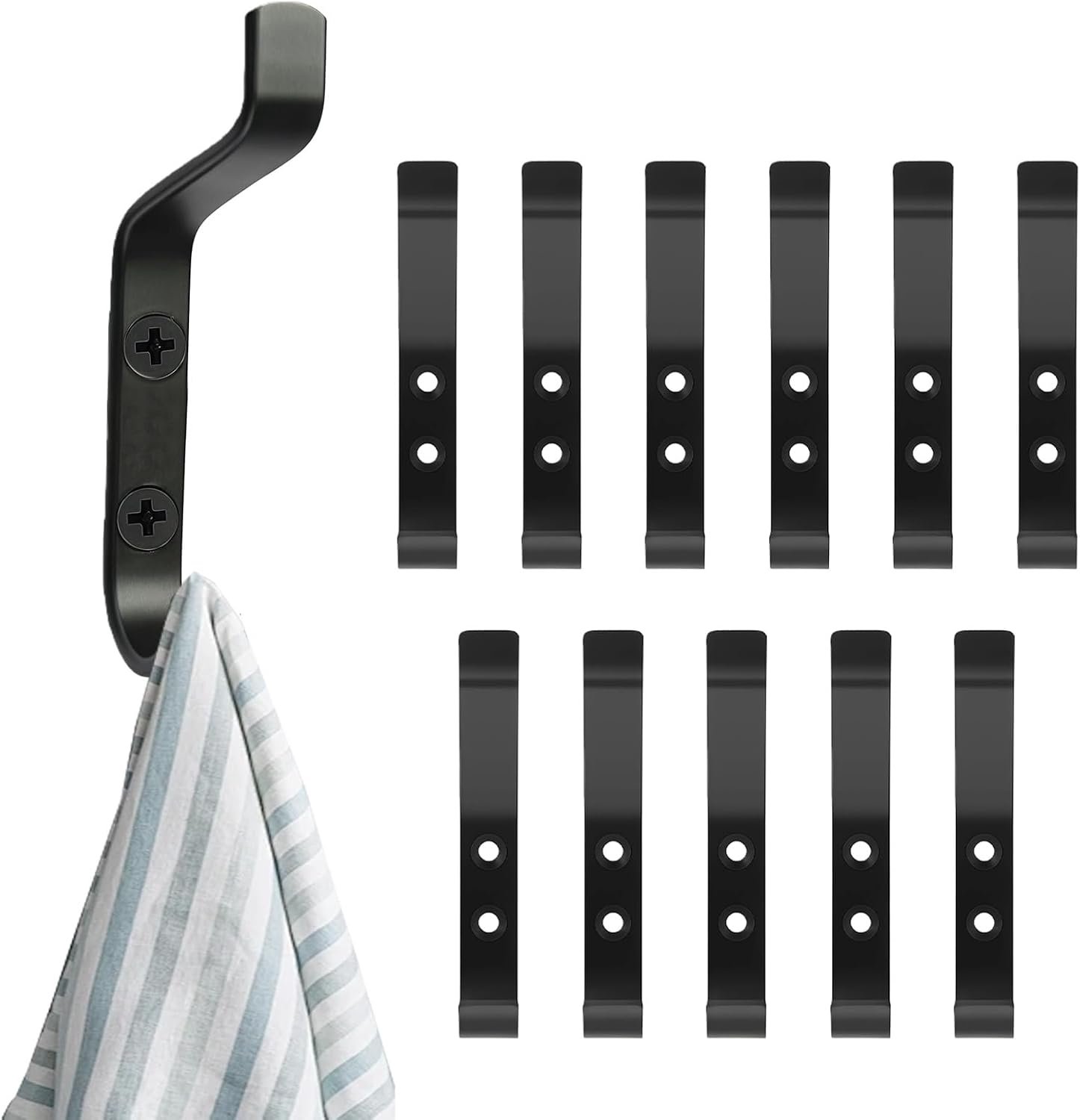 Garderobehaken 10 stuks - Aluminium - Voor akoestische panelen - Ideaal voor jassen en handdoeken - ShopVlot