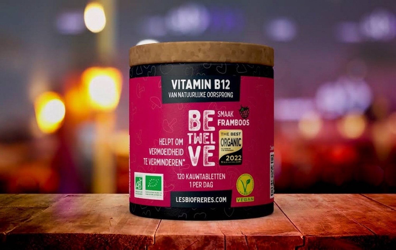 Les Bio Frères Vitamine B12 Bédouze Framboos Bio - Voedingssupplement - 120 Tabletten - Biologisch En Vegan - Voor Vegetariërs En Veganisten