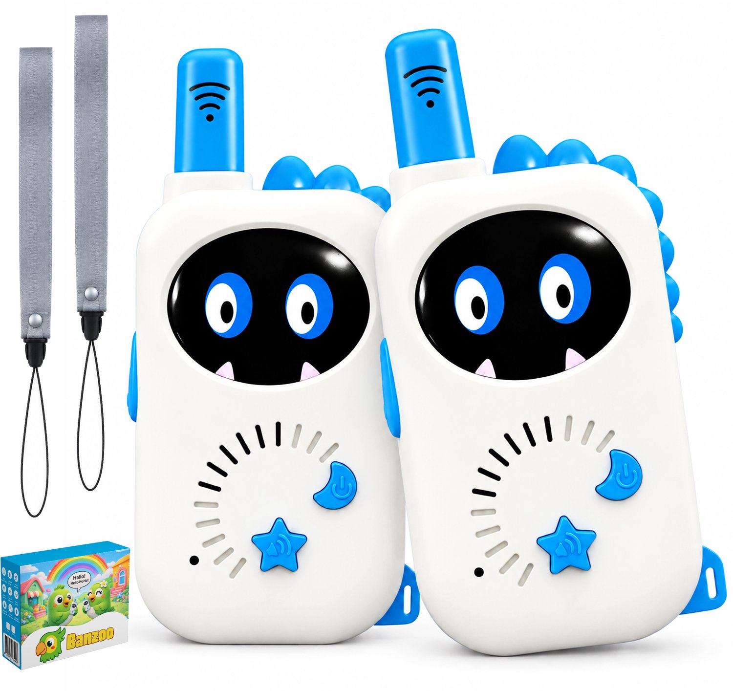 Banzoo Walkie Talkie voor Kinderen - En Volwassenen - Set van 2 - Buitenspeelgoed - Batterijen - Speelgoed - Portofoon - 300m Bereik - Voor Jongens - Voor Meisjes - Blauw - 3 jaar - 4 jaar - 5 jaar - 6 jaar - 7 jaar - 8 jaar