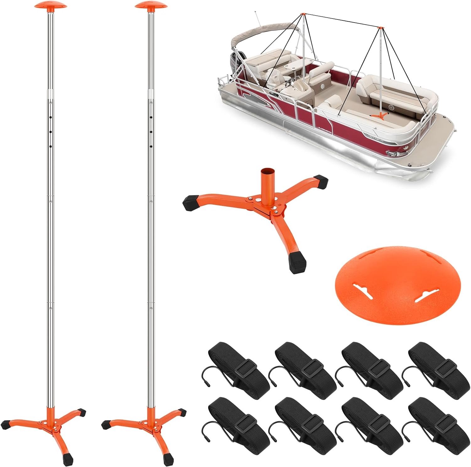 Bootbedekkingsteun - Verstelbare Hoogte 85-150 cm - Roestvrij Staal - Ideaal voor Bootbedekking - ShopVlot