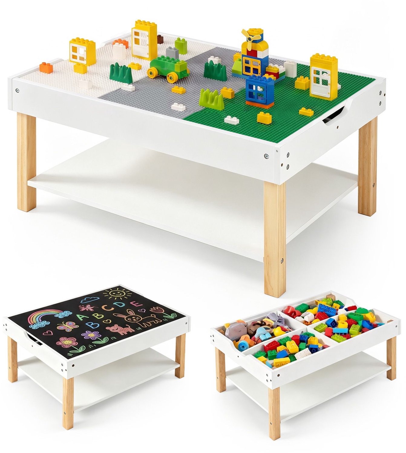SureDeal® - Speelgoed - Kindertafel Hout - Opbergruimte Activiteitentafel - Kinderen vanaf jaar - 81x55x40 cm - Wit