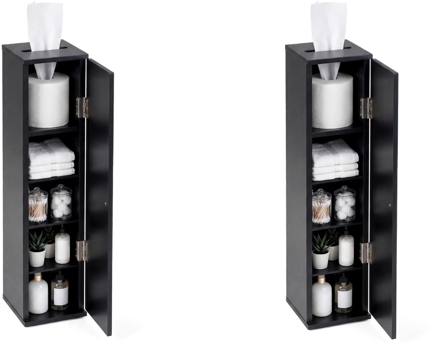 SureDeal® - Badkamerkast - Smal - Verstelbaar - Afneembare Planken - 16x17x69 cm - Donkerbruin