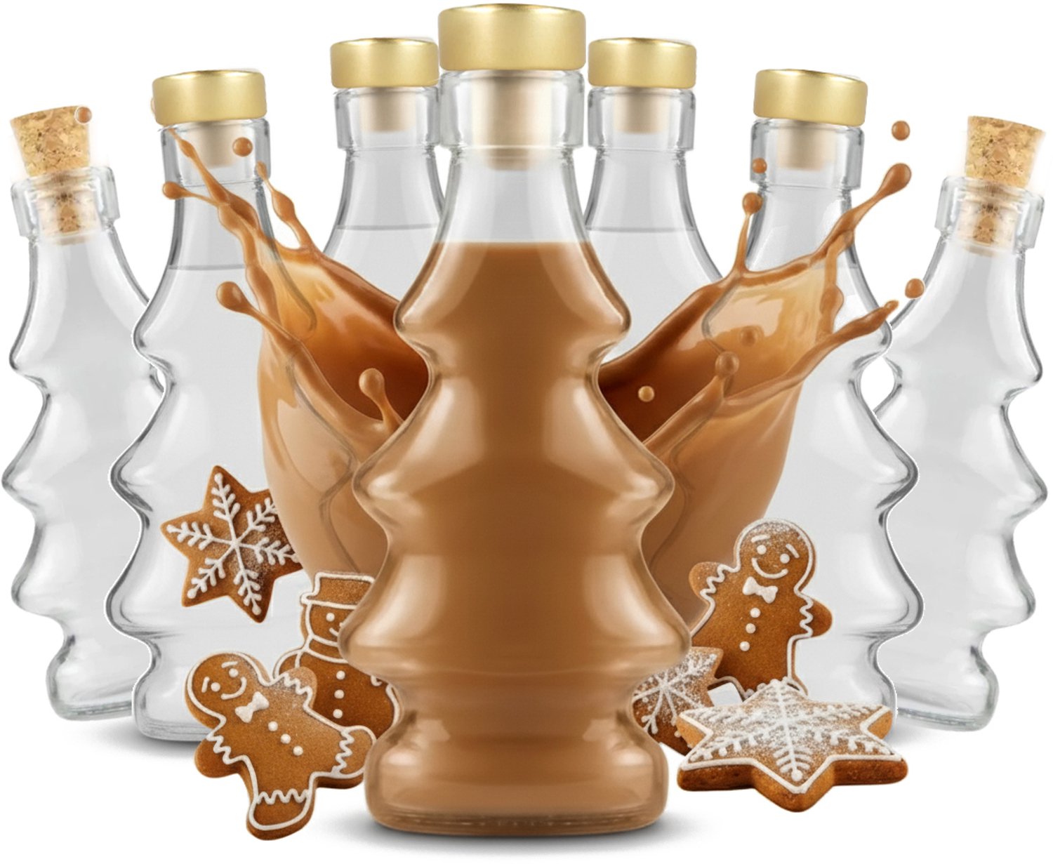 20x Glazen Flesjes Kerstboom 3D 100ml - Perfect voor Drankjes & Decoratie