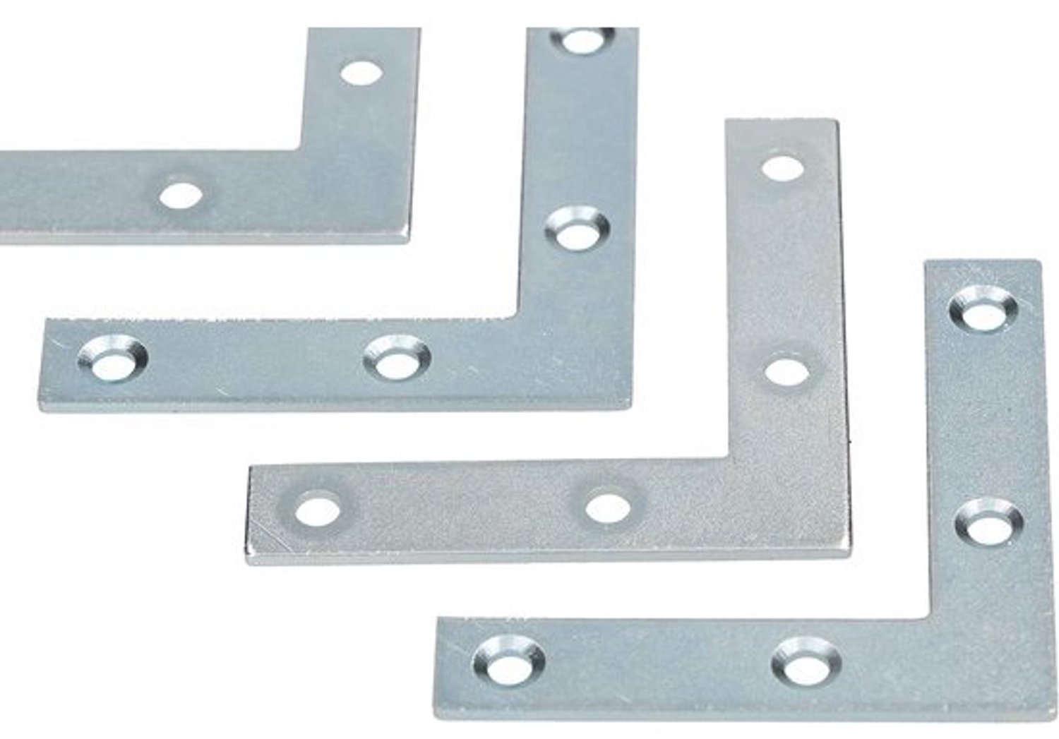 Set hoekhoeken - Hoekverbinders plat - Houtconstructies versterken - Verzinkt staal - 50x50x10mm - Zilver