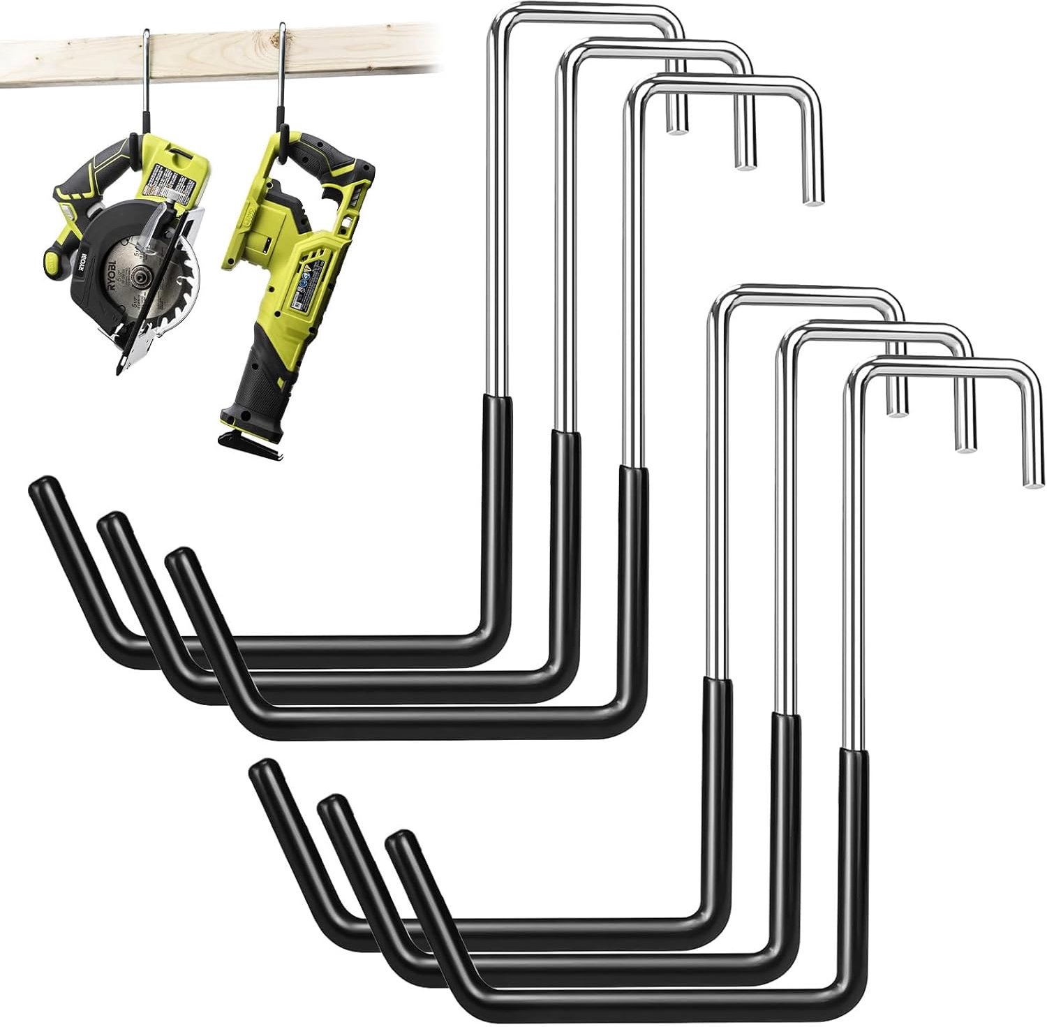 Garagehaken 6 Pack - Heavy Duty - Zonder boren - Ideaal voor ladders en fietsen - ShopVlot