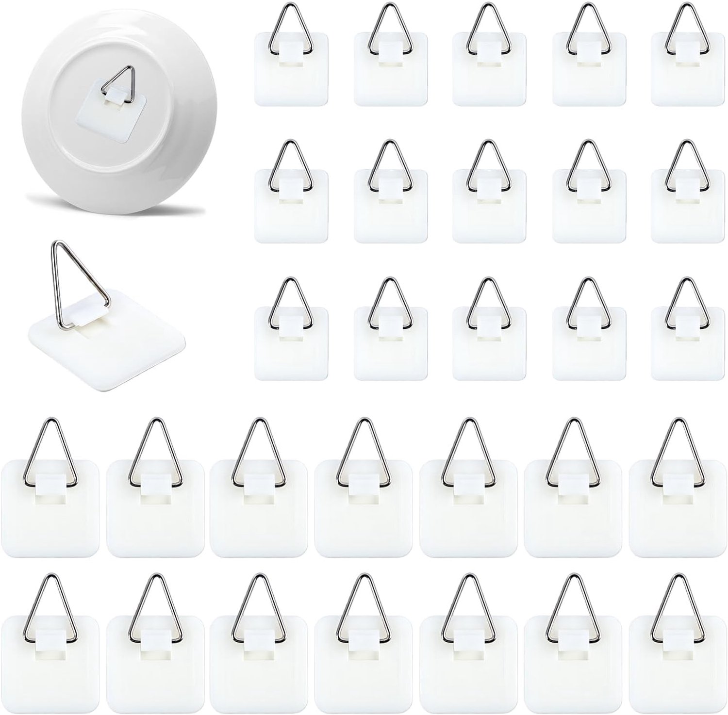 Pack of 30 self-adhesive photo hooks (2 sizes), hanging pictures without drilling for frames, poster and decoration - ShopVlot