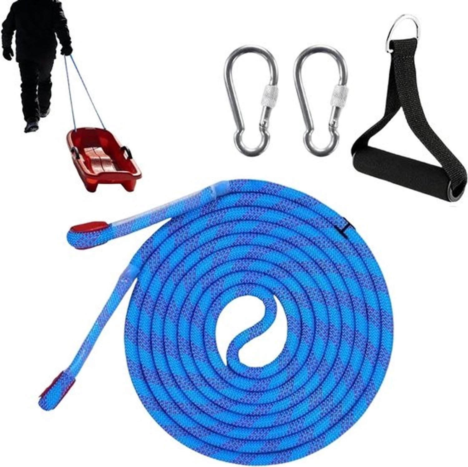 Sleeptouw Trainingsuitrusting - Trekgordel Sleetouw - Buiten Trainen - Ergonomisch Handvat - 4 Meter - Zwart