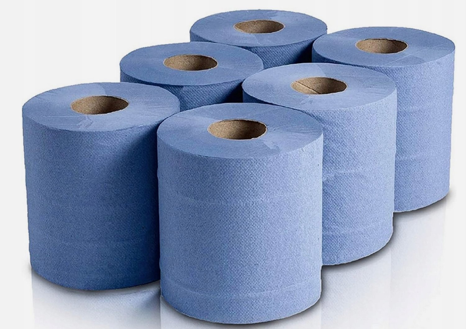 Papieren Handdoekrollen 6x120m - Blauw, 1 Laags, Perforatie