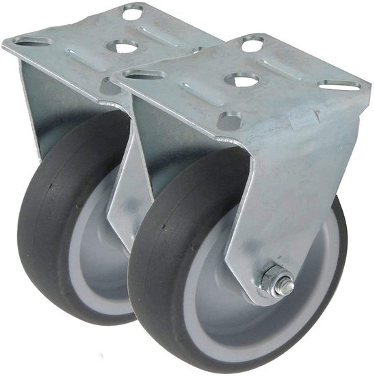 Bokwielen set - Apparaatwielen transportrollen - Materiaal verplaatsen - Massief rubber stil - 100 mm diameter - Grijs