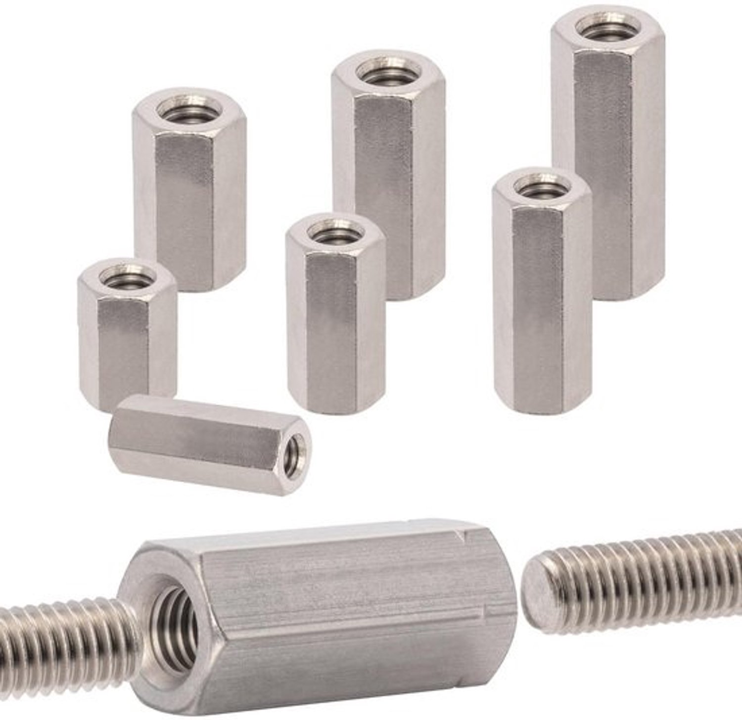 Schroefmof Roestvrij Staal - Verbindingsmoer Huls - Vastzetten Schroefdraad - Corrosiebestendig V2A - M6 x 30mm
