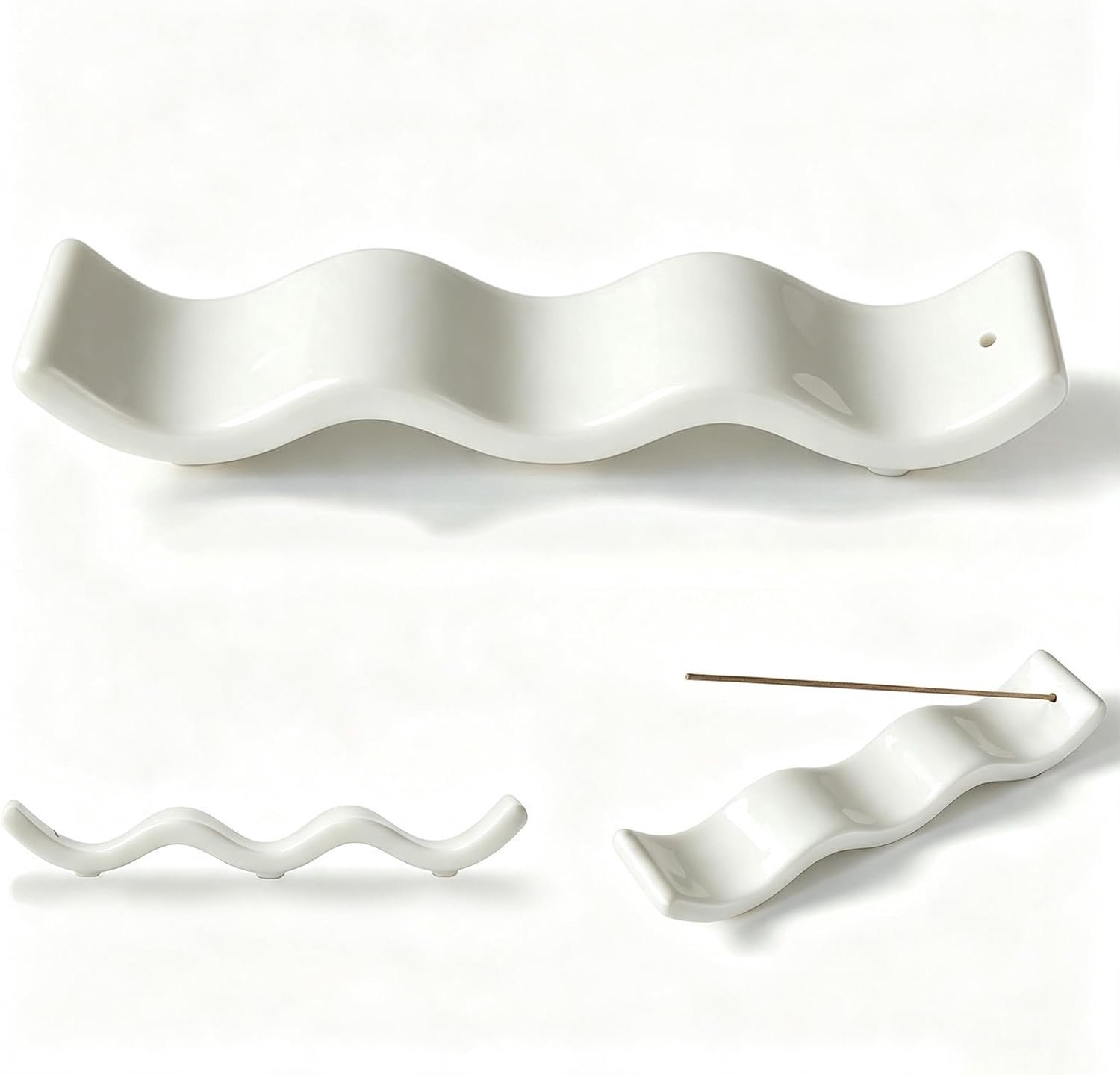 Wierookhouder - watergolfpatroon - keramiek - voor meditatie en yoga - Vemera