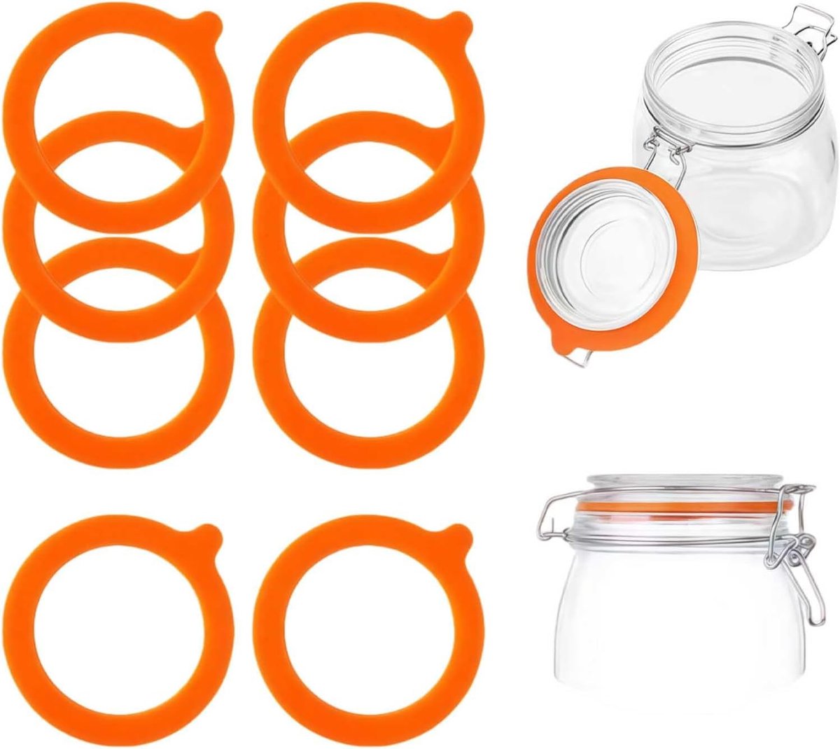 Set van 8 Herbruikbare Siliconen Seals – Lekvrije Rubber Ringen voor Inmaakpotten, Voedselopslag en DIY Projecten – Ø9.7cm Sealing Rings voor Versheid en Bewaring