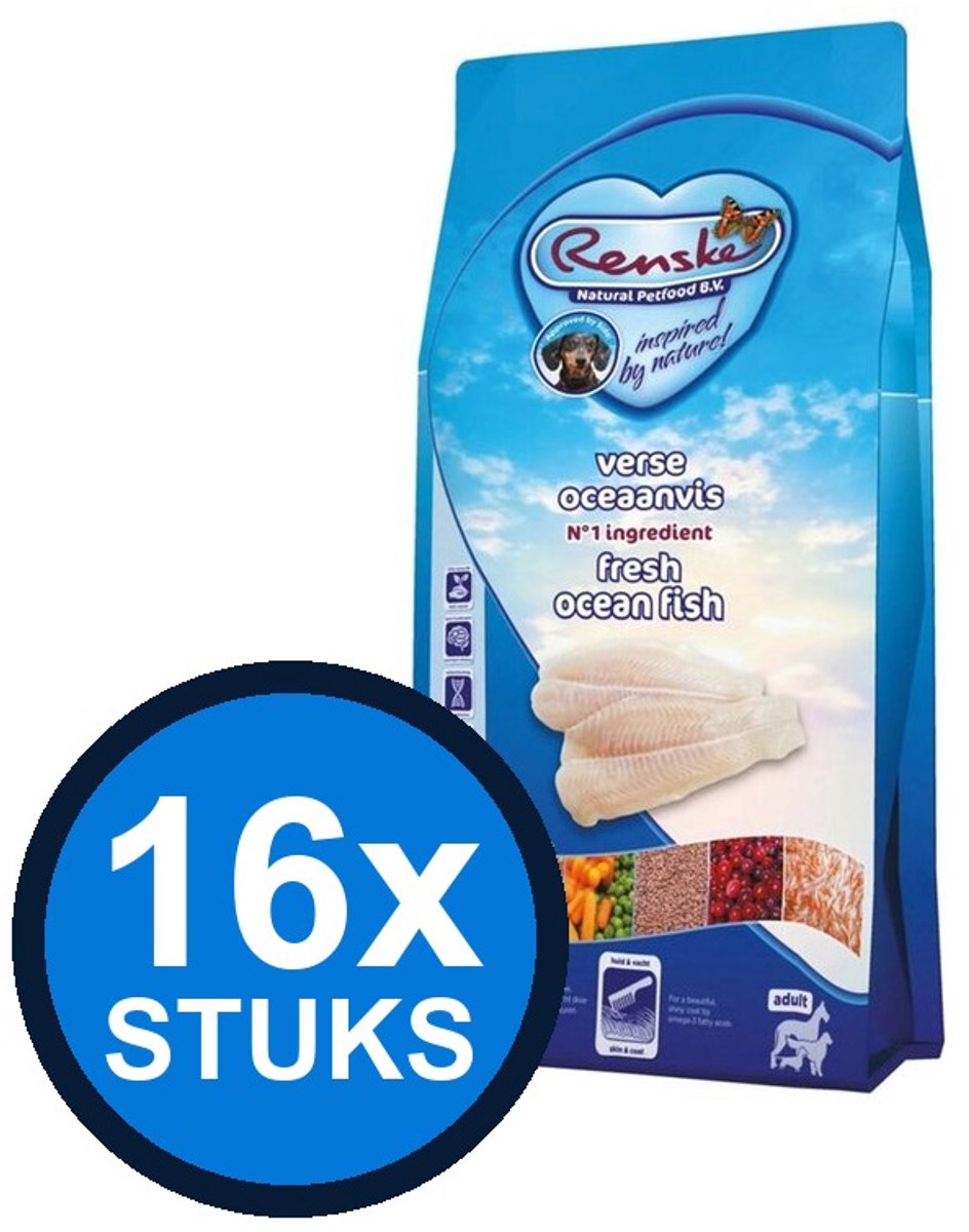 16x Renske Super Premium droog hond adult oceaanvis 600gr