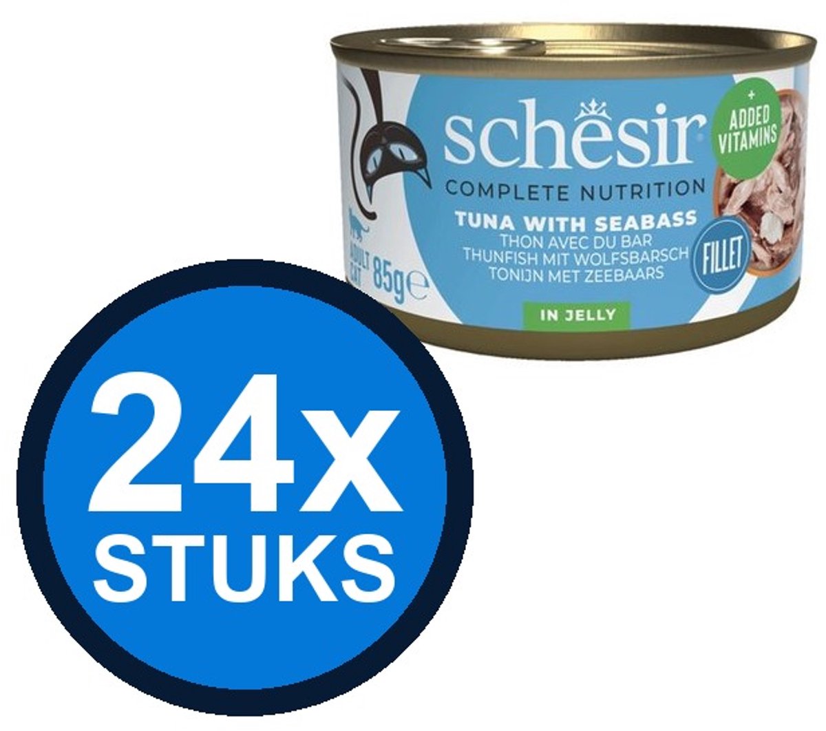 24x Schesir - Tonijn & Zeebaars in Gelei - Kattenvoer Natvoer - 85g