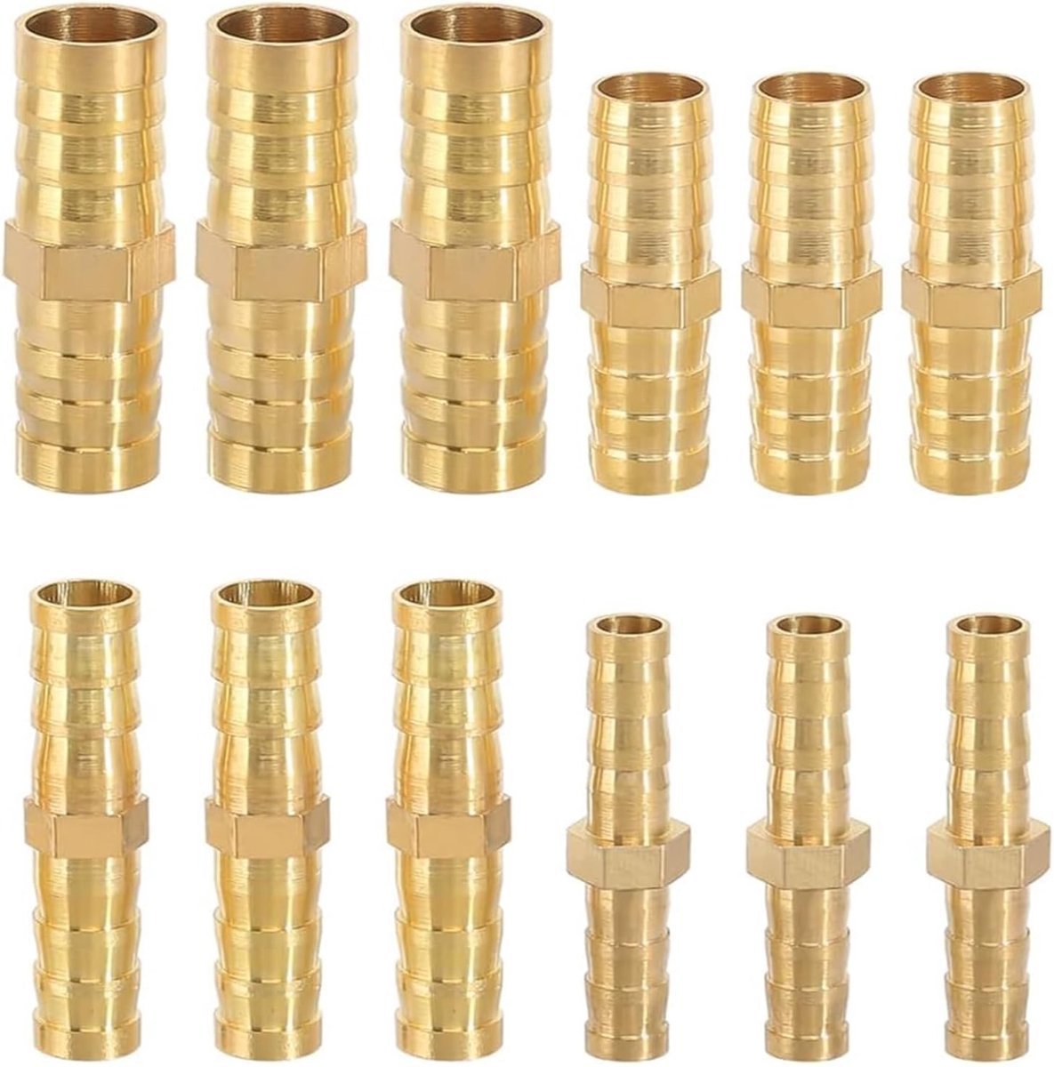 Verbindingselement voor Slangen, Messing Slangconnector Recht, Geschikt voor Lucht, Water en Brandstof (6mm/8mm/10mm/12mm)