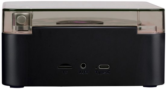 Retro Platenspeler Bluetooth 5W - Draadloze Speaker met Lichtmodi en White Noise - Partybox Met AUX En TF-Kaart - Platenspeler Bluetooth - 14,2 x 15,3 x 6,7 cm - Zwart van Fenton — afbeelding 2