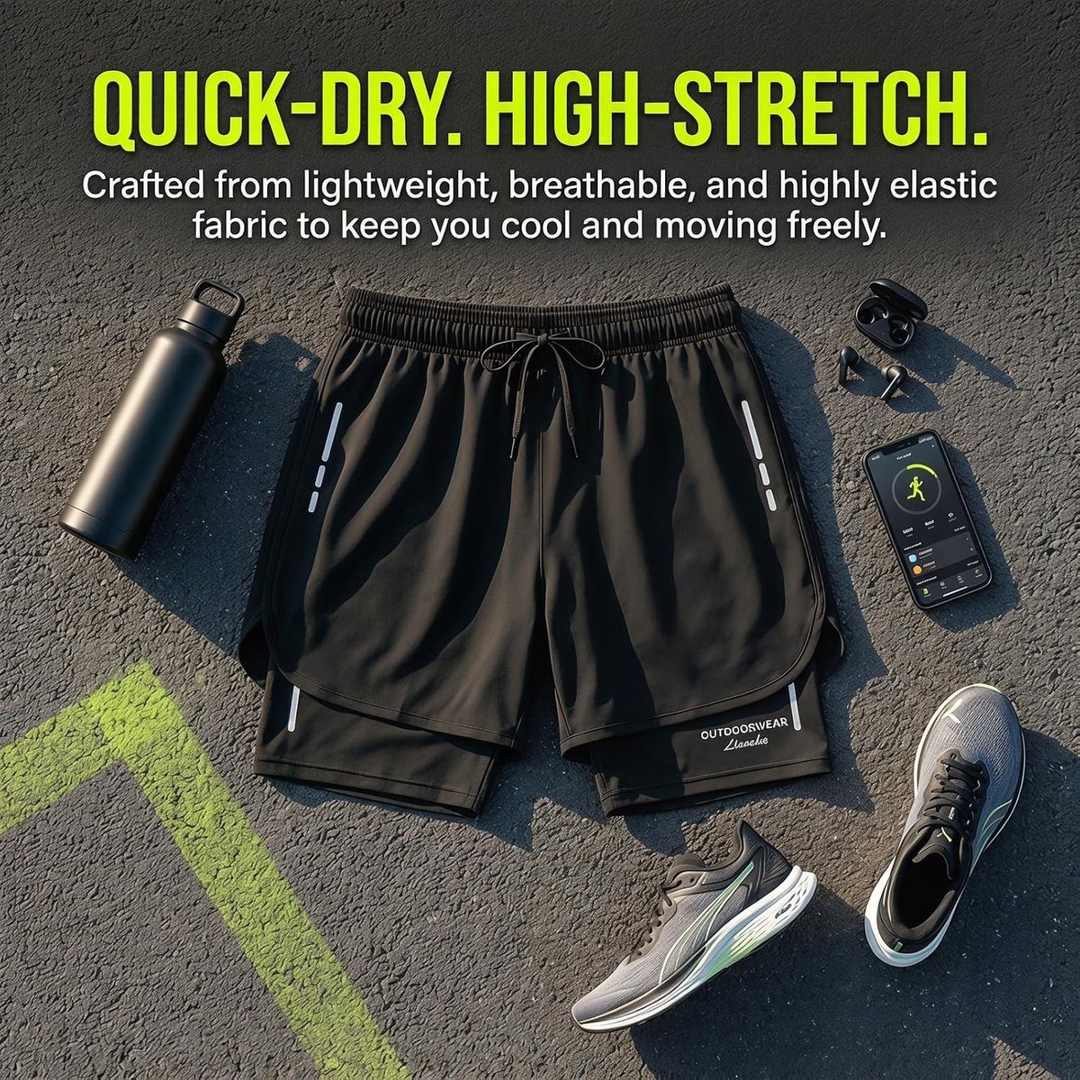 Sneldrogende Zwemshorts voor Mannen met Lining en Compressie | 2-in-1 Zwemkleding met Elastische Touwtjes en Comfortabele Pasvorm