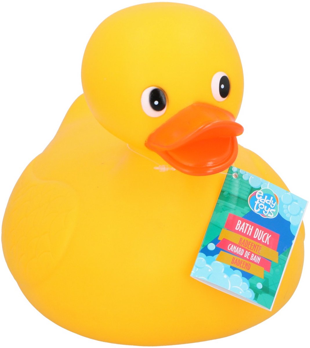Eddy Toys badeend 22 cm - rubberen badeend voor in bad - gele badeend voor kinderen - badspeeltje eend voor baby - speelgoed voor bad - badspeeltje kinderen