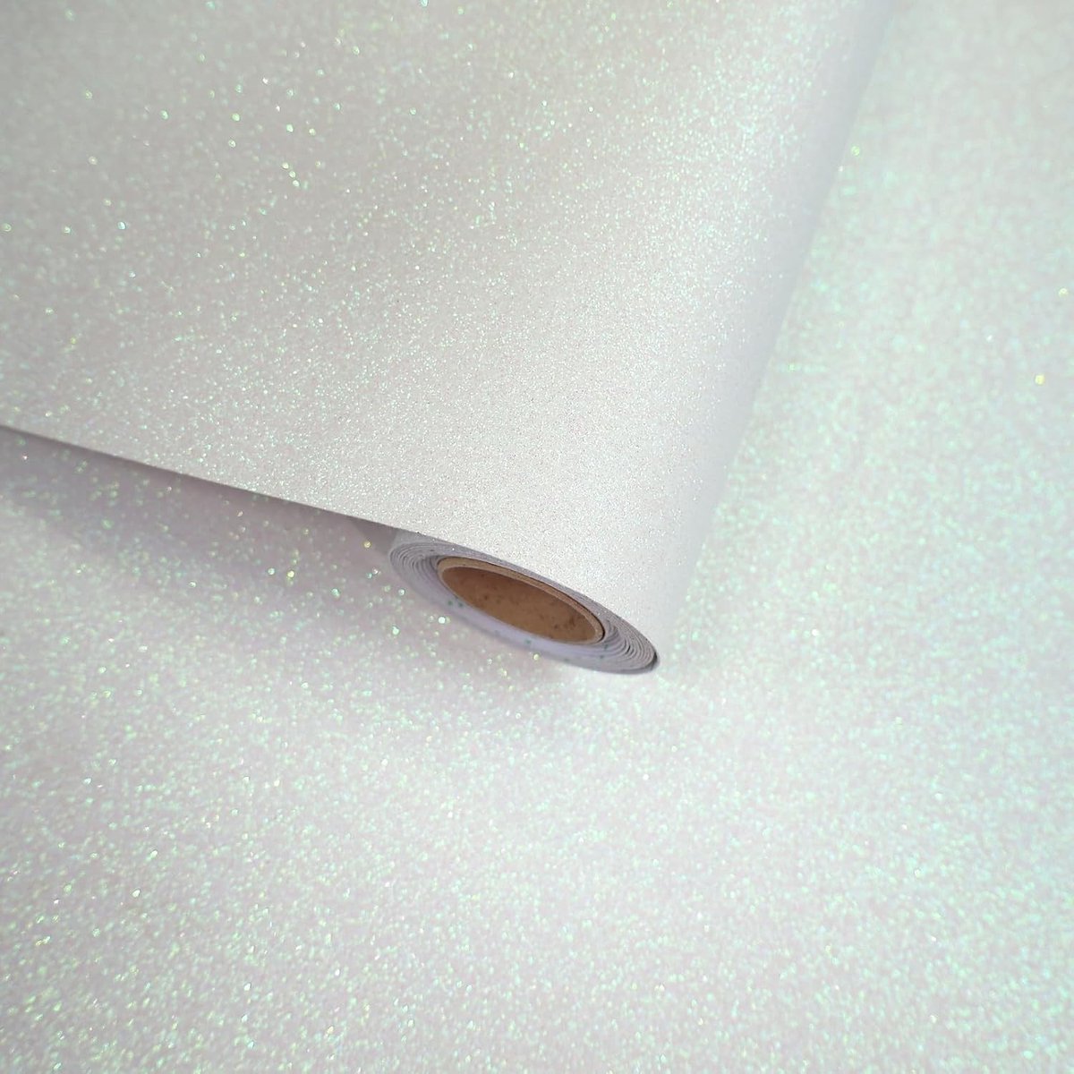Glitter Effect Zelfklevend Behang Wit 30 x 300 cm Dikke Decoratieve Film voor Meubels, Werkbladen en Kasten
