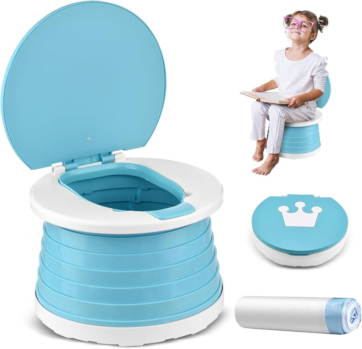 Opvouwbaar potje - Blauw - 24 x 17 x 5 cm - ABS Materiaal - Reis- en Trainingspotje voor Kinderen