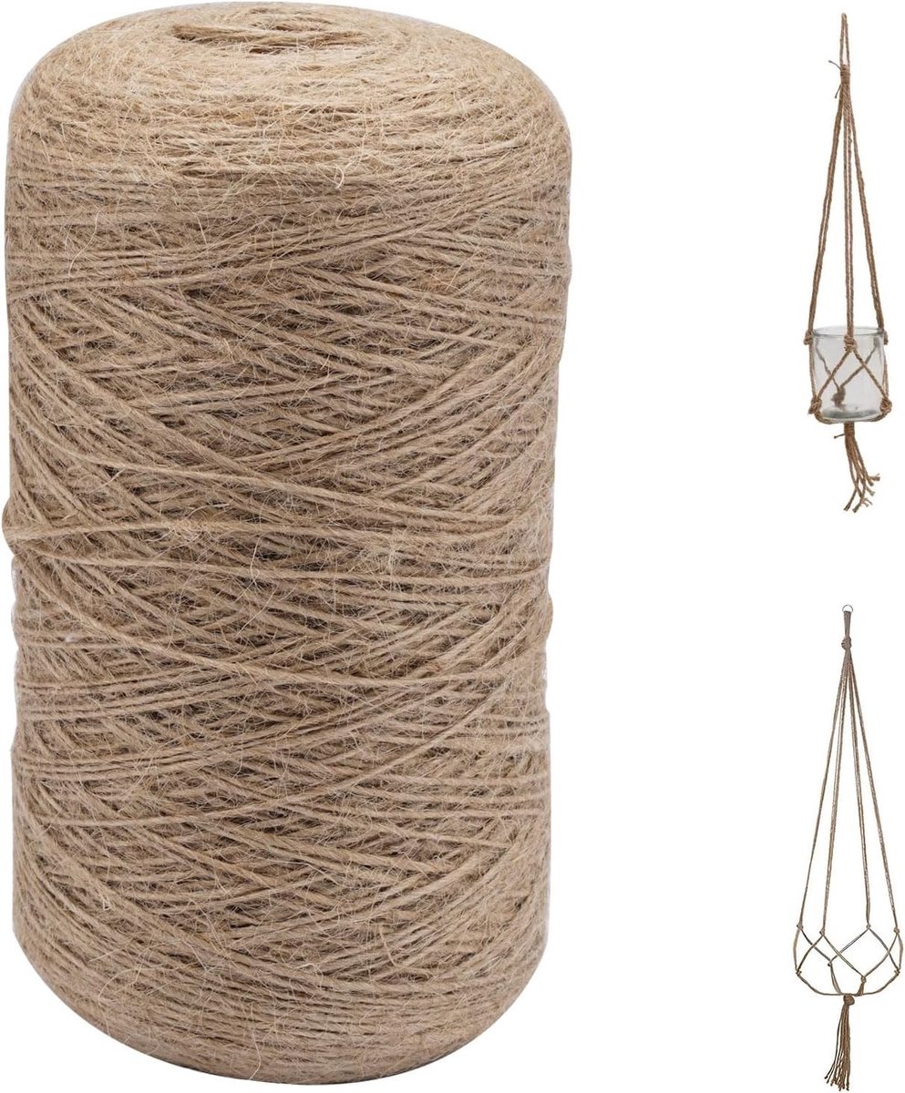 Jute Touw 1 mm 600 m - Sterk en Scheurvast Natuurlijk Vezel Touw voor DIY, Tuinieren en Cadeauverpakking