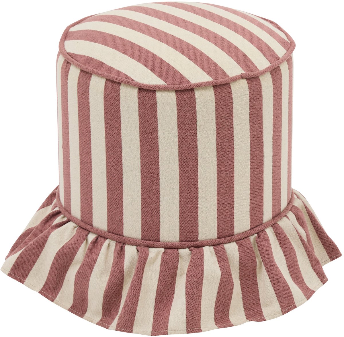Atmosphera Fiora Poef met Rokje - Ø35xH41cm - Wit/Rood