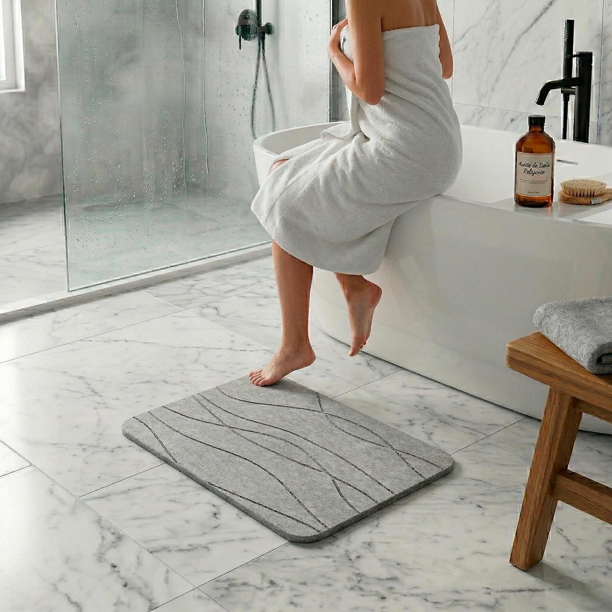 Badmat - 60 x 40 cm - Diatomiet - Antislip - Absorberend