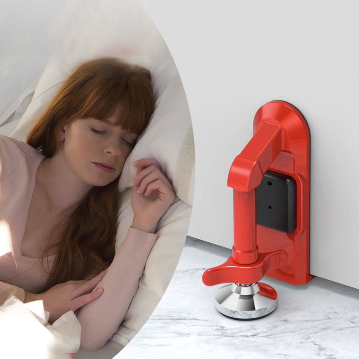 Draagbaar deurslot met alarm – Deurbeveiliging van zinklegering – Voor deuren van 5-35 mm – 80 dB alarm – Rood